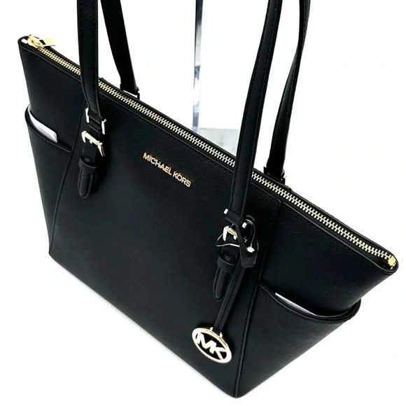 Michael Kors Large Charlotte Tote Bag & Large Double Zip Wallet Black (NWT) - Picture 5 of 14